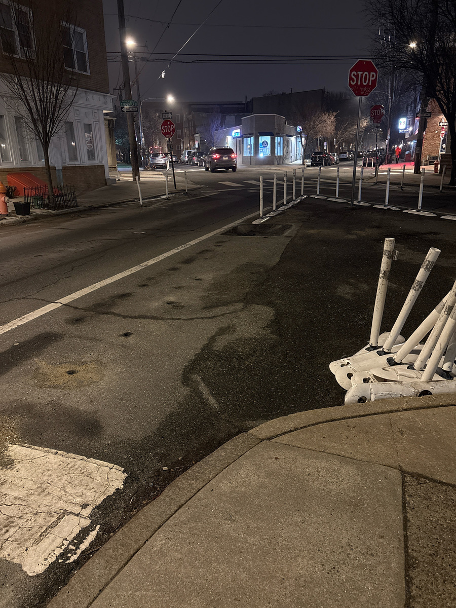 Documentation of Curbside Barriers at Rest, East Passyunk — South Philadelphia, as submitted to Philadelphia 311.