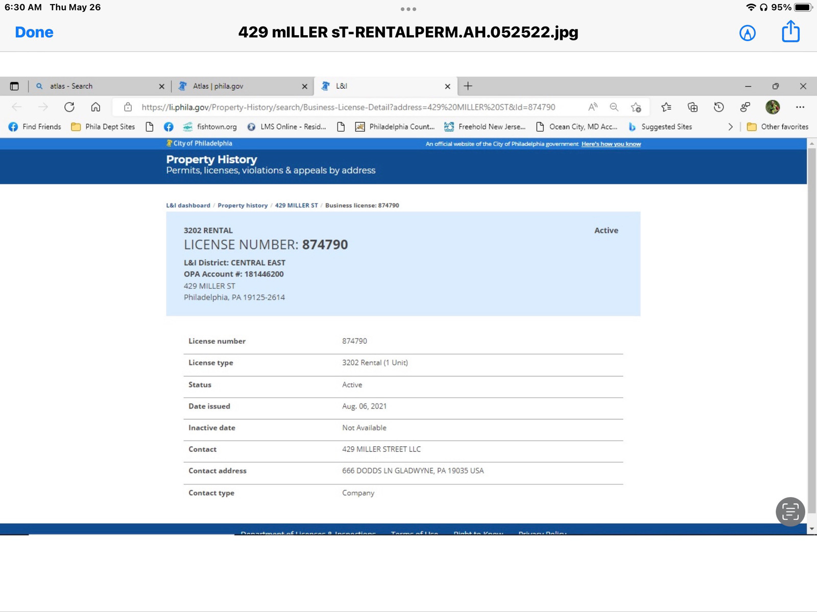 Photographic documentation of the work as submitted to the city's 311 record.