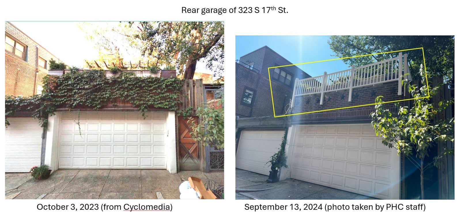 Photographic documentation of the work as submitted to the city's 311 record.