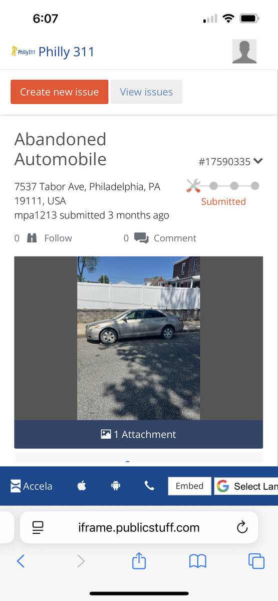 Photographic documentation of the work as submitted to the city's 311 record.