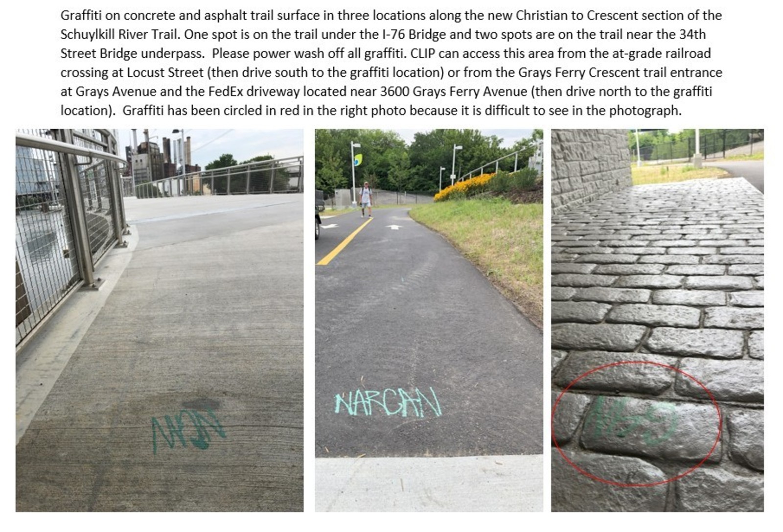 Photographic documentation of the work as submitted to the city's 311 record.