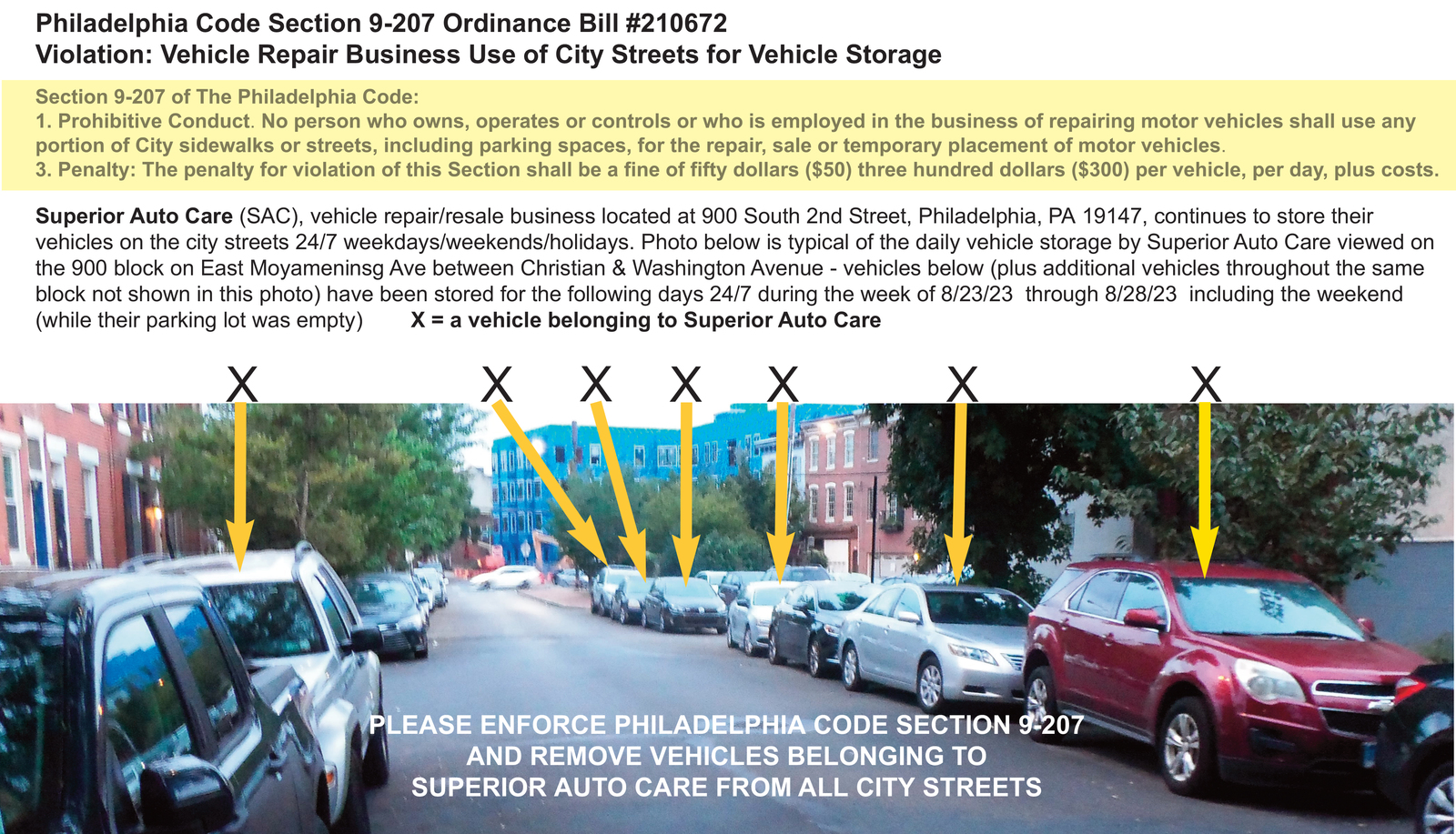 Photographic documentation of the work as submitted to the city's 311 record.